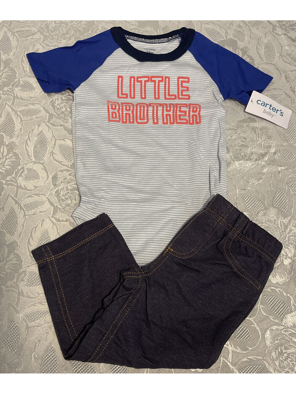 Carters Baby Boys Size 24 Months “Little Brother” Outfit NWT! A2828